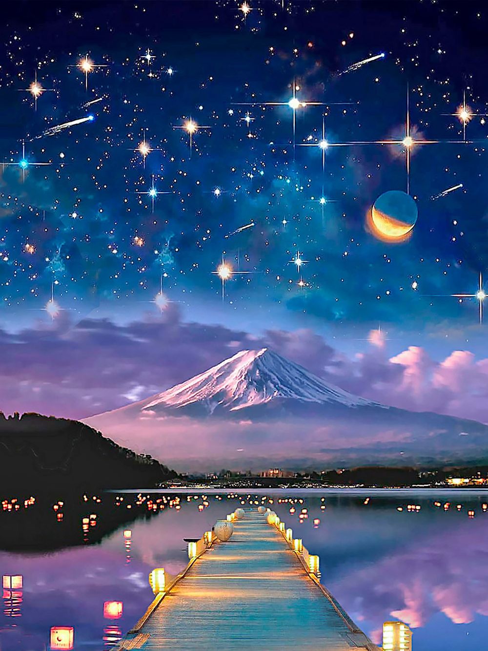 Алмазная (кристальная) мозаика Фрея, Звездная ночь 30х40 см