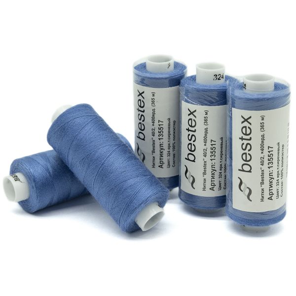 Нитки швейные бытовые Bestex 40/2, 365 м (400 ярд) / 10 кат., 324 аспидно-синий