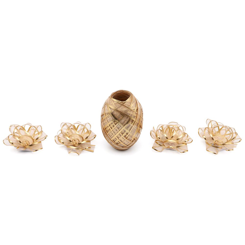 Набор для упаковки: лента 10 мм, 10 м + 4 бантика, AR414, золото