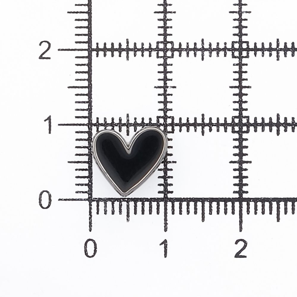 Пуговицы на ножке фигурная Сердце 16L (10мм), металл (Black/S (черный/серебро)), MEs-2012, 36 шт