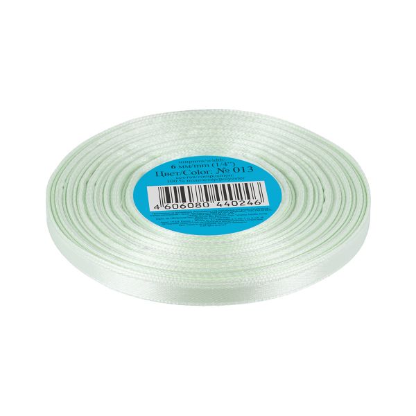 Лента атласная 1-сторонняя 6.0 мм / 33±2 метра, 013 св.салатовый, Gamma