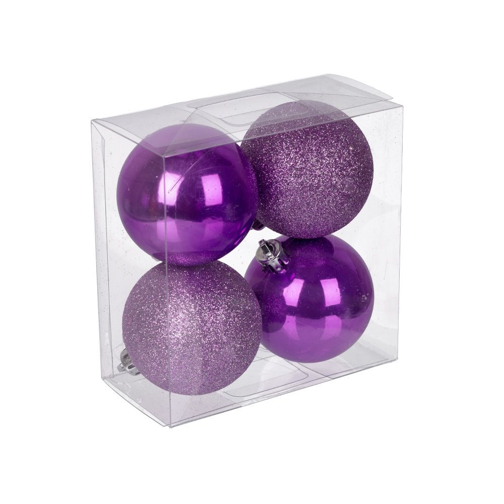 Набор елочных игрушек Шар 4 шт, №16 фиолетовый, ассорти, Snoweekon SNW-01