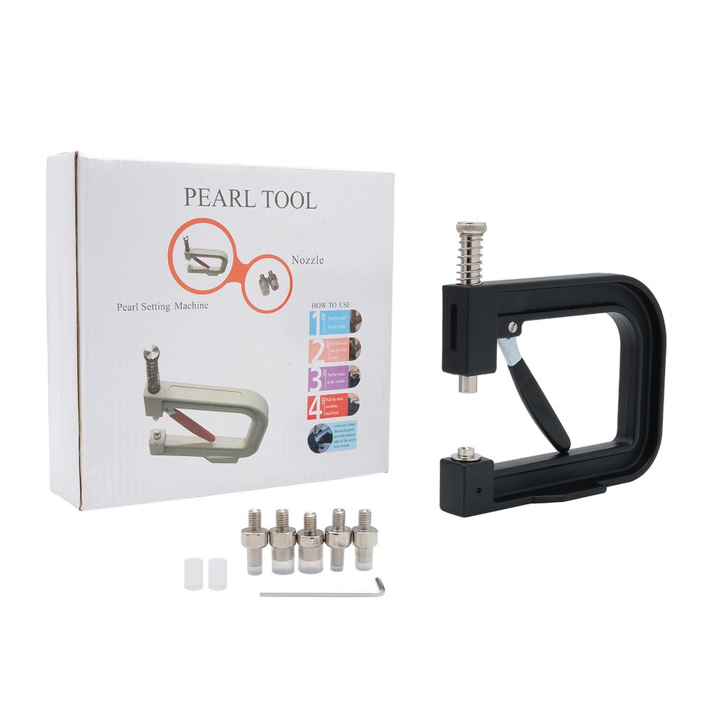 Ручной пресс для установки бусин на шипах с насадками 4, 5, 6, 8, 10 мм, New Star, черный