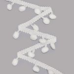 Тесьма с помпонами 1-рядная h20 мм, с помпонами 01 белый, 17 м