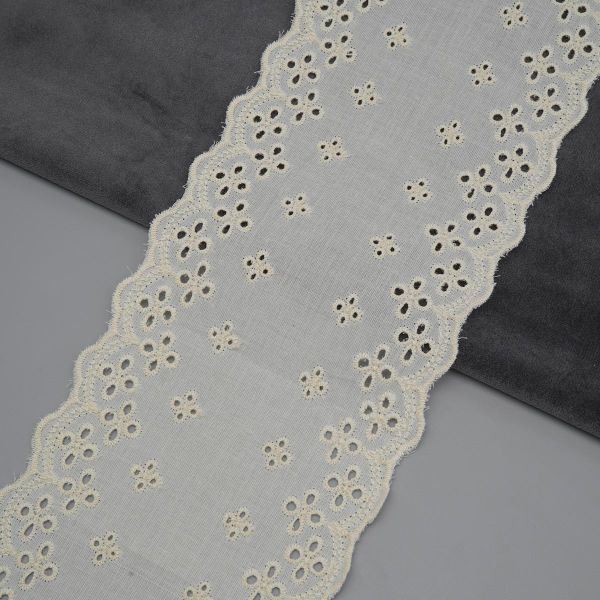 Кружево шитьё 115 мм, / 2.74 метра, хлопок, бежевый