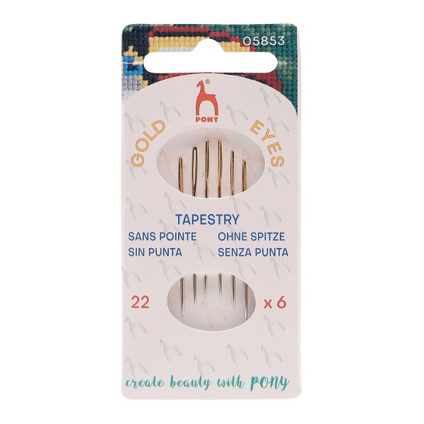 Иглы ручные гобеленовые с золотым ушком Tapestry №22, 6 шт, PONY, 05853