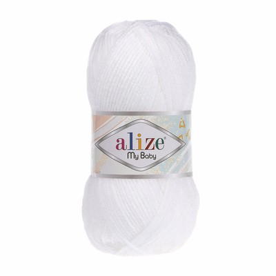 Пряжа Alize (Ализе) My Baby / уп.5 мот. по 50 г, 150м, 055 белый A