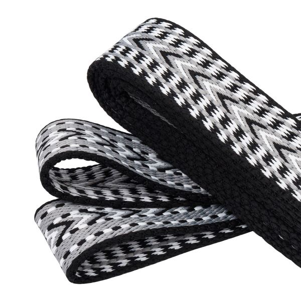 Стропа (ременная лента) 38 мм / 3 метра, [41.33 г/пог.м], с принтом, T0809 серый/белый/черный, 3Al362