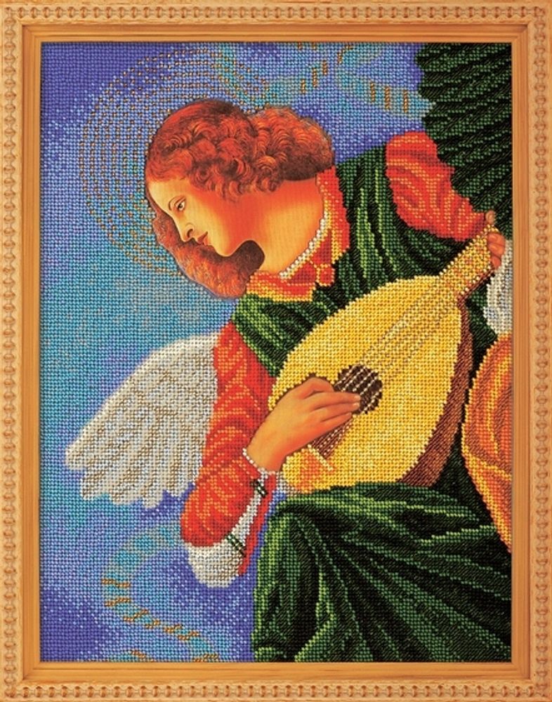 Кроше (Радуга бисера), Музицирующий ангел. Терцо 26х35 см