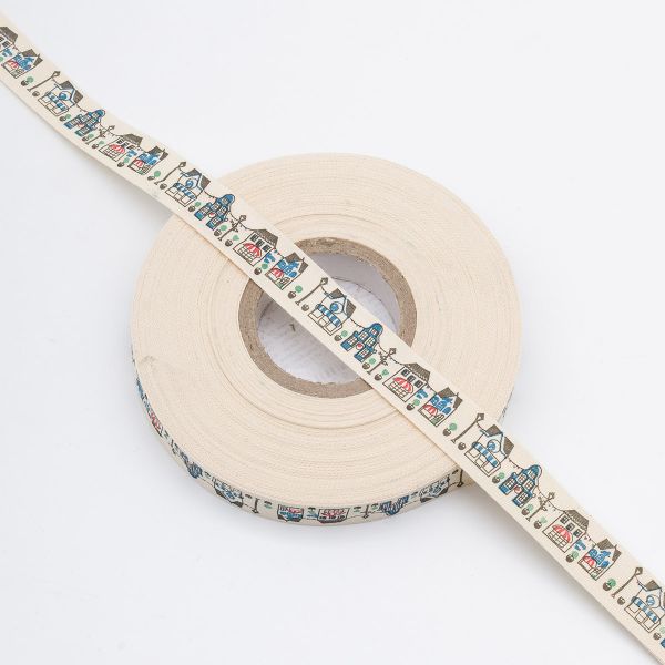 Лента декоративная х/б 15.0 мм / 25±1 метров, домики