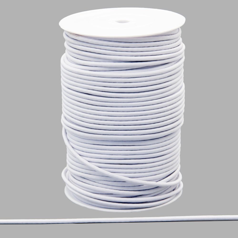 Резинка шляпная (шнур эластичный) ⌀4.0 мм / 100 метров, 01 белый