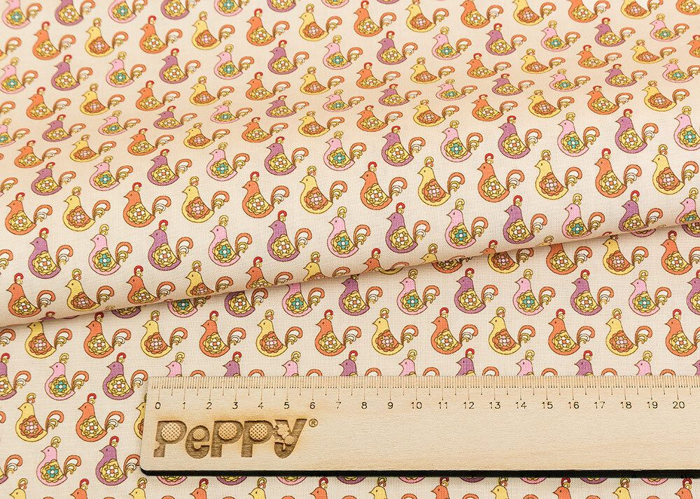 Ткань для пэчворка Peppy Крошки-матрешки, рулон 112 см / 5 метров, КМ-07 кремовый, Peppy