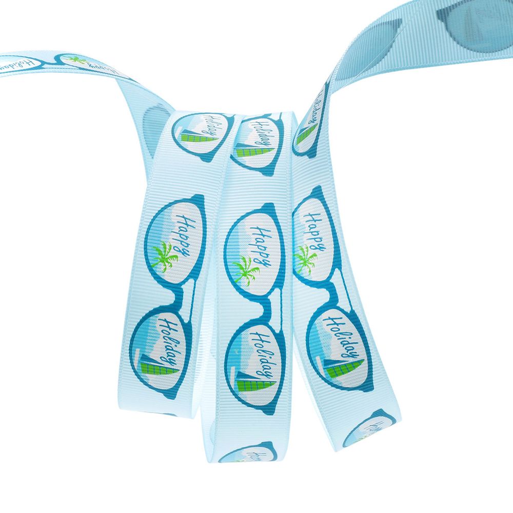 Лента репсовая (в рубчик) PREMIUM Очки 22 мм, 22,5м (305 голубой)