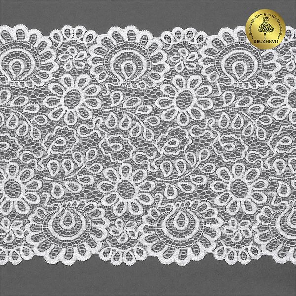 Кружево бельевое эластичное 205 мм / 120 метров, TBY.YSTL00839, цв.01 белый