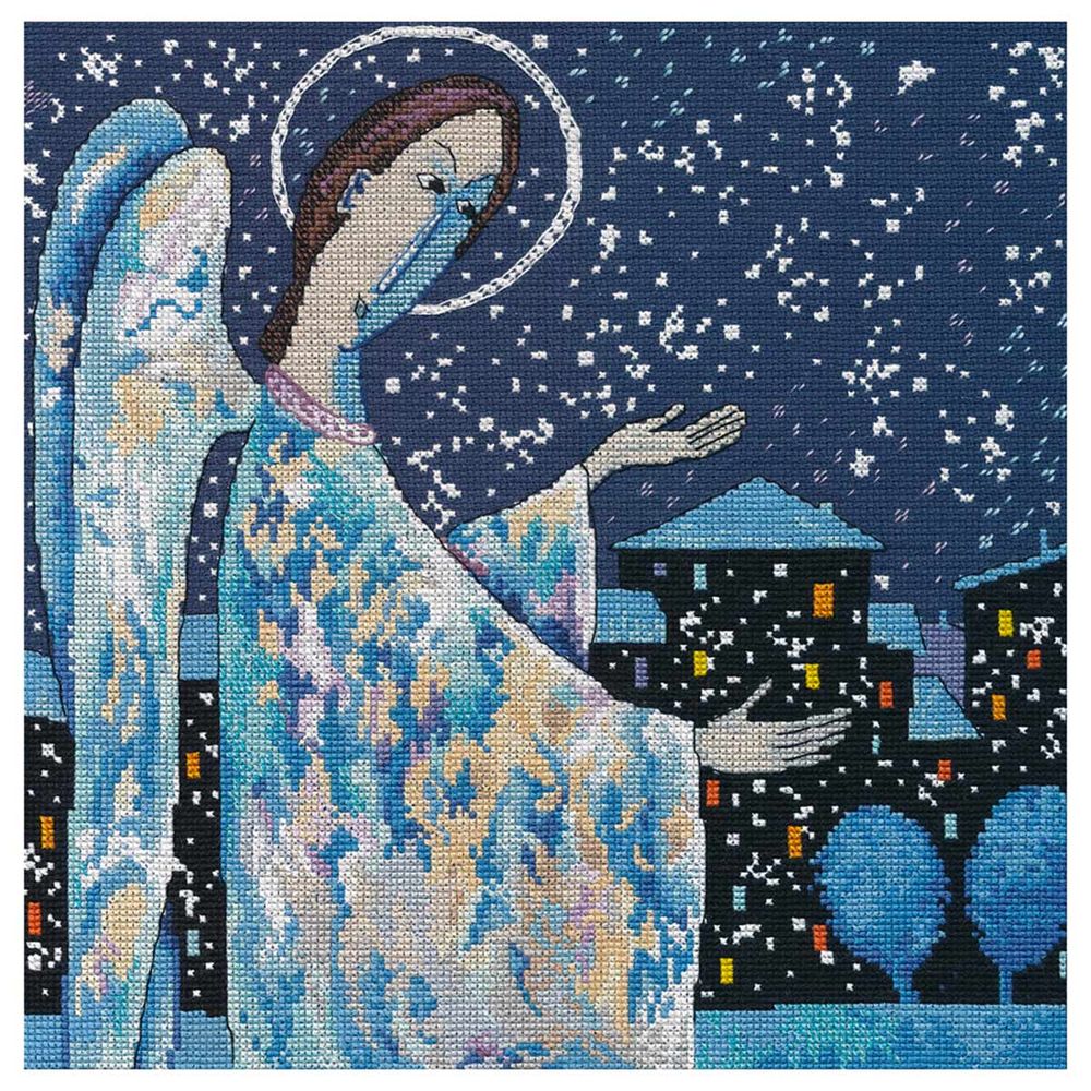 Набор для вышивания нитками Овен, Рождественский ангел 25х25см