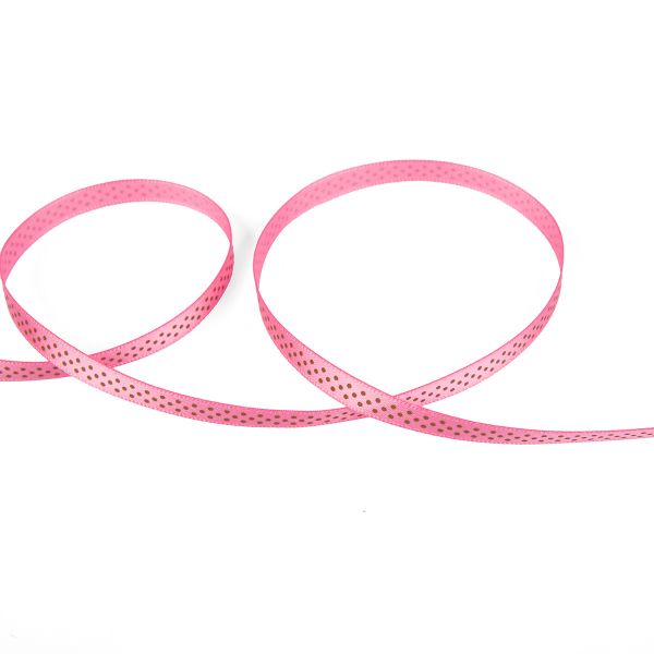 Лента атласная с рисунком _6.0 мм / 22.8 метров, D6/067 точки/св.розовый, Gamma ALP-061