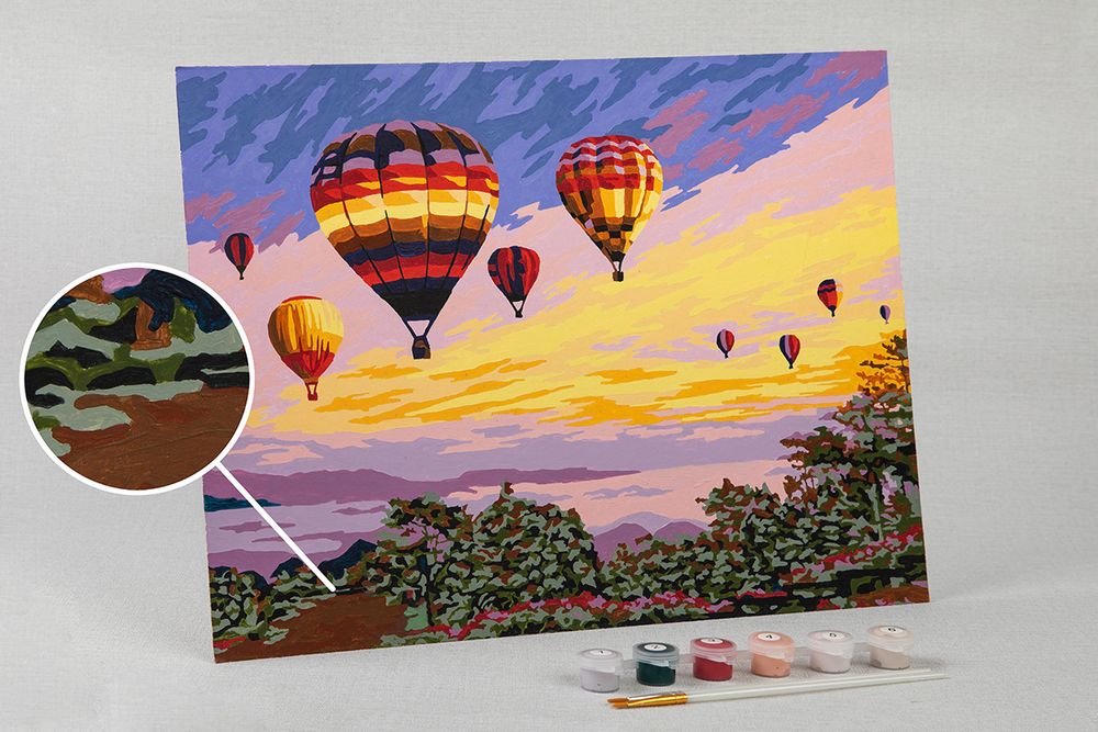 Картина по номерам Фрея, на картоне Полёт воздушных шаров, 40х30 см