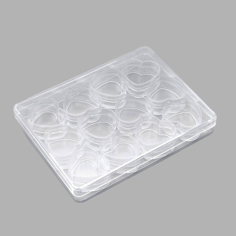 Пластиковый контейнер с 12 баночками, 12,5х9,5х1,8см, 29677