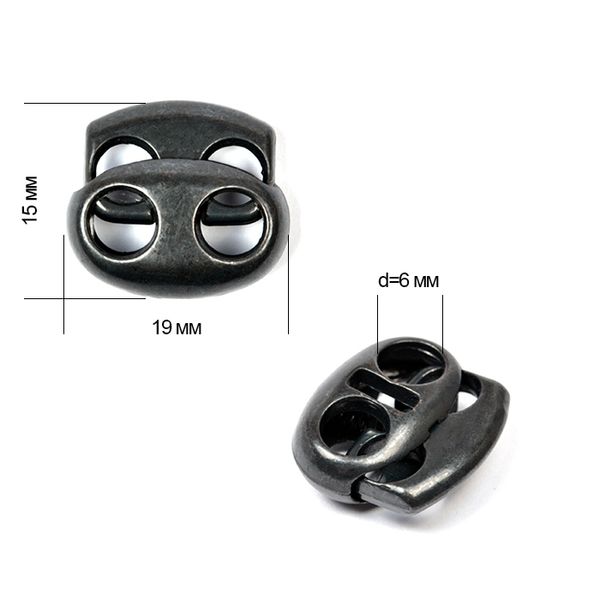 Фиксатор (зажим) для шнура металл 17х19 мм, цв. оксид, уп.100 шт