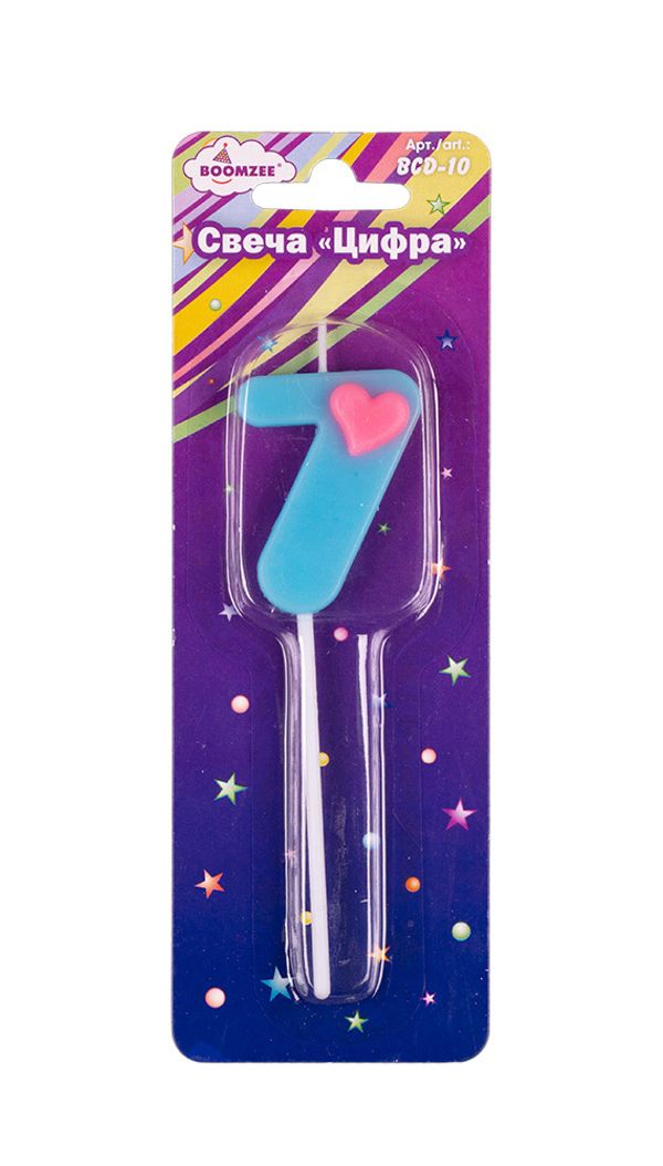 Свеча для торта Цифра 7, 7.5 г, 12 шт, Boomzee BCD-10