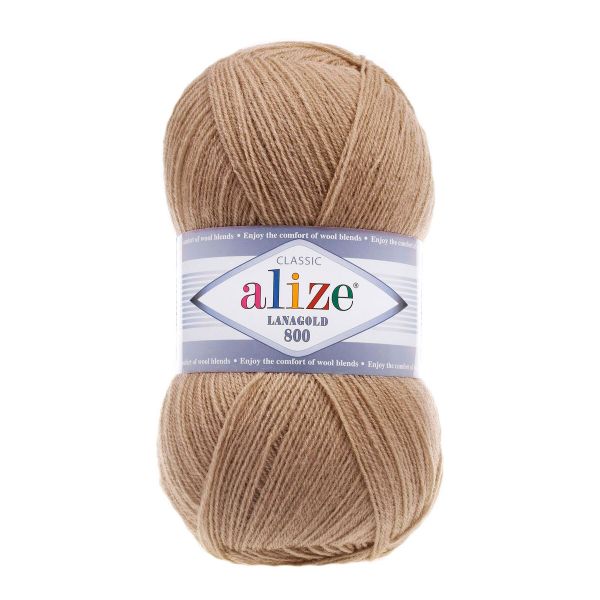 Пряжа Alize (Ализе) Lana Gold 800 / уп.5 мот. по 100 г,730 м, 466 тёмно-бежевый