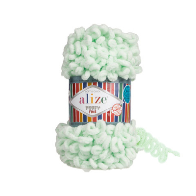 Пряжа Alize (Ализе) Puffy Fine / уп.5 мот. по 100 г, 14м, 464 мята A
