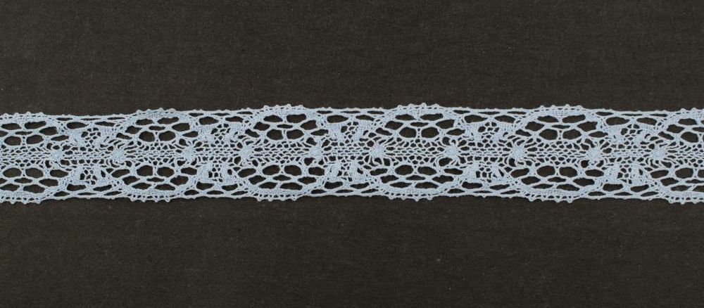 Кружево вязаное (тесьма) 24 мм, цв.св.голубой, Alfa, 25 метров, AF-029-040