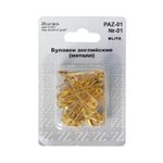 Булавки английские 32 мм, №01, 25 шт, железо, золото, Blitz PAZ-01