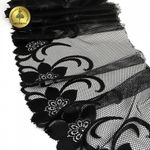 Кружево на сетке (вышитое) арт.T101 245мм цв.черный уп.6м, Kruzhevo