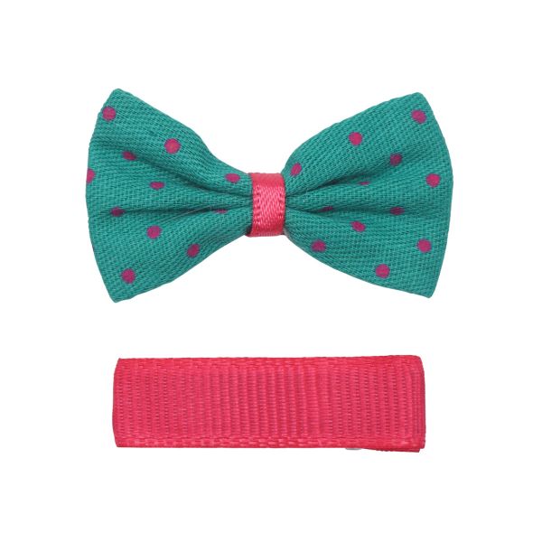 Набор бантик и заколка, мини 35мм/35мм, зеленый/малиновый