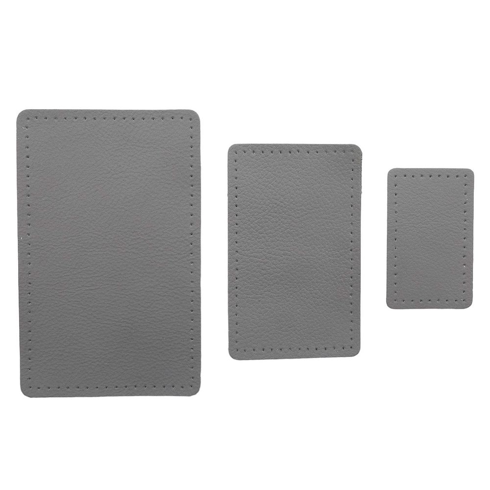 Набор заплаток пришив. из кожи, прямоуг-к 4х6,4см, 6х9,6см, 8х12,7см, с перфорацией, 3 шт (07 серый), 9403