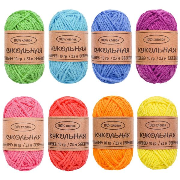 Пряжа Astra Premium (Астра Премиум) Кукольная / уп.8 мот. по 10 г, 23 м, Ассорти 1