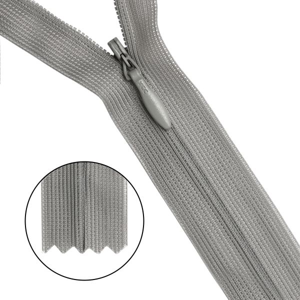 Молния потайная (скрытая) Т3 (3 мм) 1 зам., н/раз., 20 см, св.серый, 31205 / 20, 10 шт