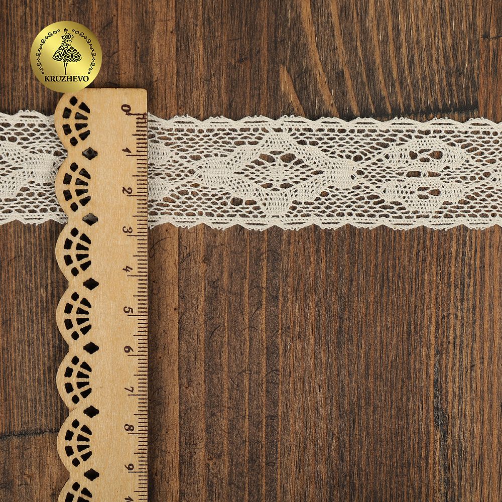 Кружево вязаное (тесьма) 30 мм / 10 метров, 2525, тонкая нить, цв.02 молочный, Kruzhevo