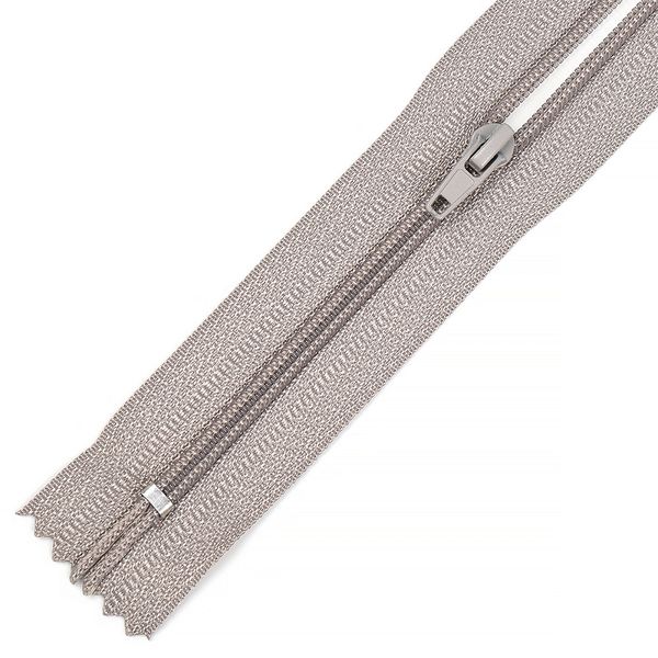 Молния спираль (витая) брючная Т4 (4 мм) 1 зам., н/раз., 20 см, автомат, цв.S340 серый уп.100 шт