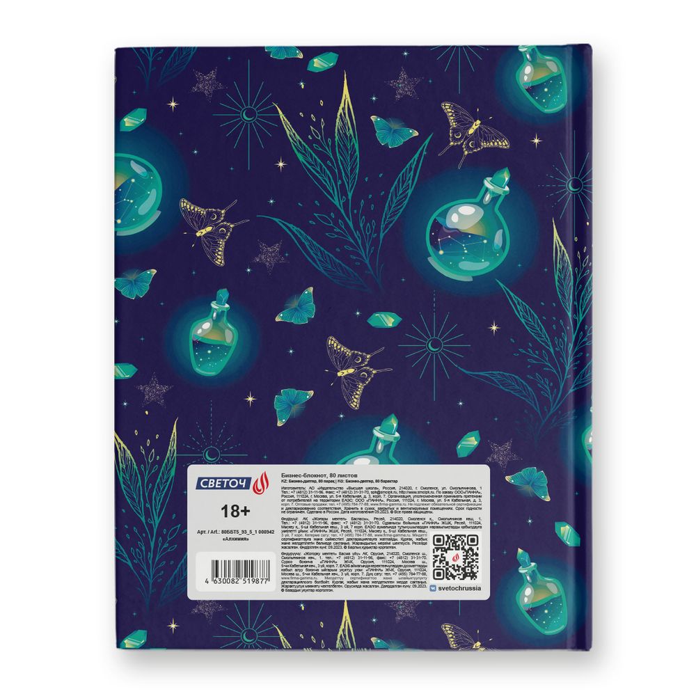 Бизнес-блокнот, матовая ламинация + выбор.лак, A5+ 80 л. 22 шт, клетка, Алхимия 000942, Светоч 80ББТ5_93_5_1