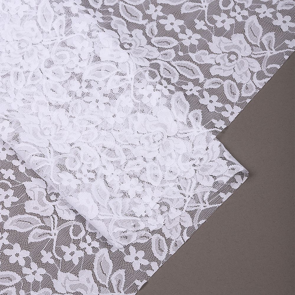Ткань кружевная (гипюр стрейч) 90 г/м², 150 см / 1 метр, TBY.M0064 цв.белый