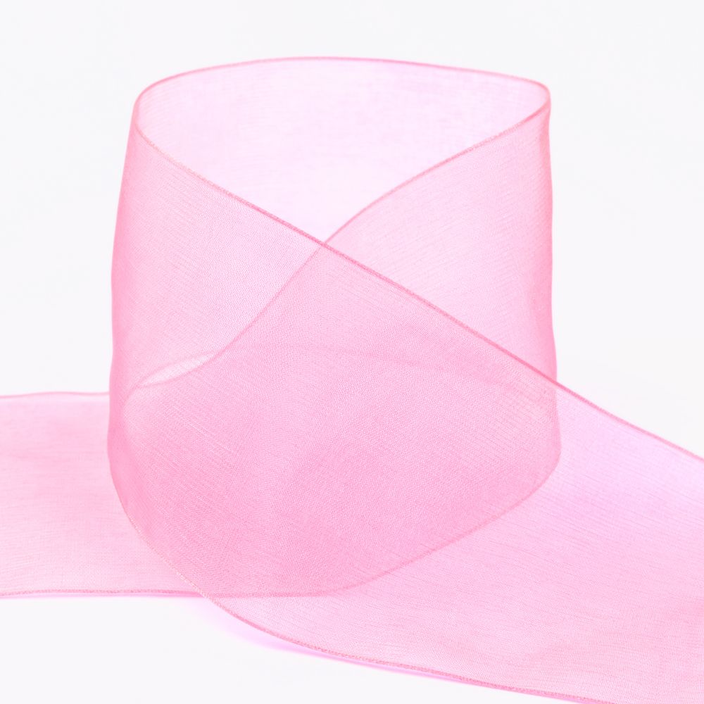 Лента капроновая (органза) 75.0 мм / 22.8±1 метра, 029 я.розовый, Blitz OR-75