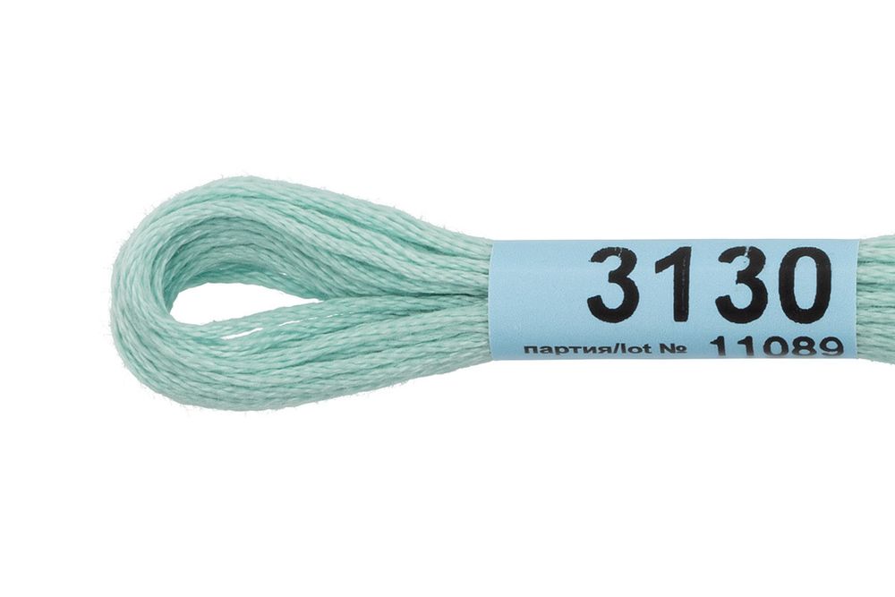 Мулине Gamma 100% хлопок, цв.3130 голубой, 24 мотка по 8 метров