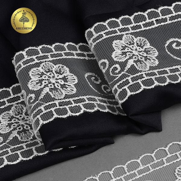 Кружево на сетке 53 мм, TR.1159B, 01 белый, 12м, Kruzhevo