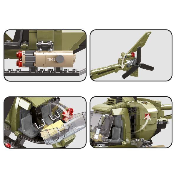 Конструктор пластиковый Вертолет 364 элемент, Поделкин PLJ-04
