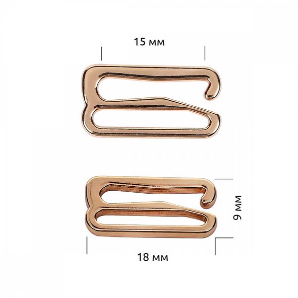 Крючки для бюстгальтера металл 15.0 мм, 915 цв.золото, уп.100 шт