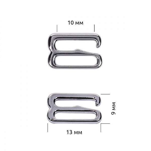 Крючки для бюстгальтера металл 10.0 мм, 910 цв.никель, уп.100 шт