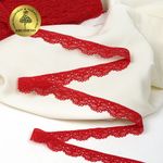 Кружево эластичное (стрейч) 15 мм, TBY.8031, L101 т.красный, 50м, Kruzhevo