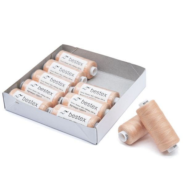 Нитки швейные бытовые Bestex 40/2, 365 м (400 ярд) / 10 кат., 025 абрикосовый