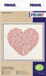 Набор для вышивания нитками Panna, Сердце из слов, 18.5х16.5 см