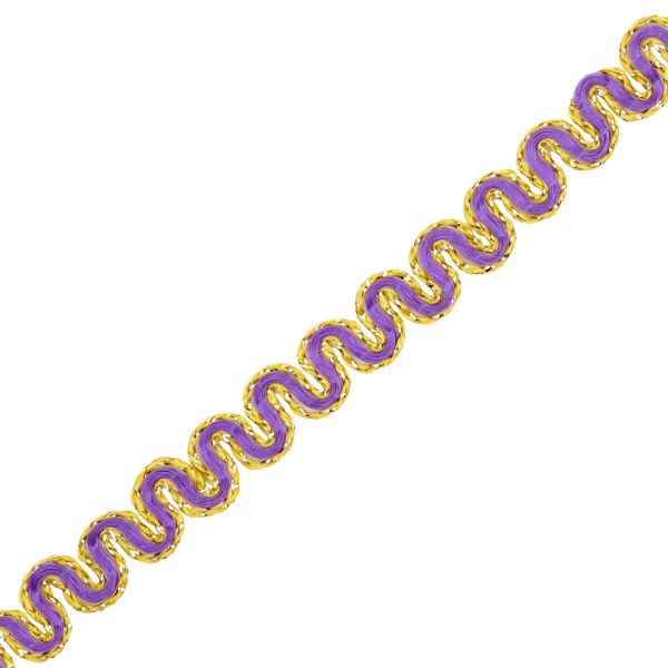 Тесьма отделочная змейка 10 мм / 10 метров, вязаная, рис.9404, фиолетовый/золото, С3794Г17