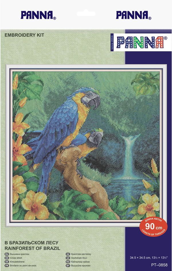Набор для вышивания нитками Panna, В бразильском лесу, 34х34 см