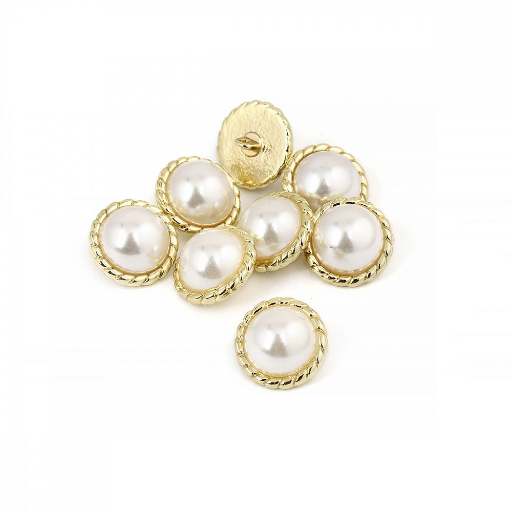 Пуговицы металлические на ножке 28L-18 мм, С-MP30 цв.золото/перламутр, 10 шт