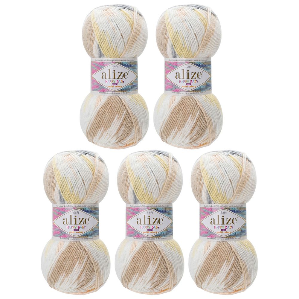 Пряжа Alize (Ализе) Happy Baby new Multi Colors / уп.5 мот. по 100 г, 320м, 52999 секционный